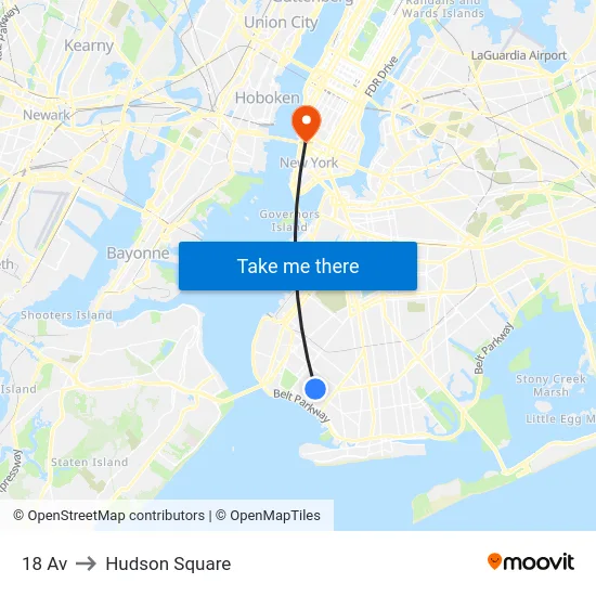 18 Av to Hudson Square map