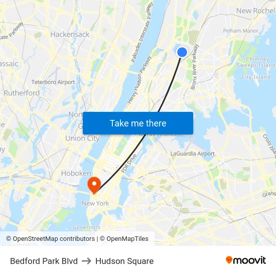 Bedford Park Blvd to Hudson Square map