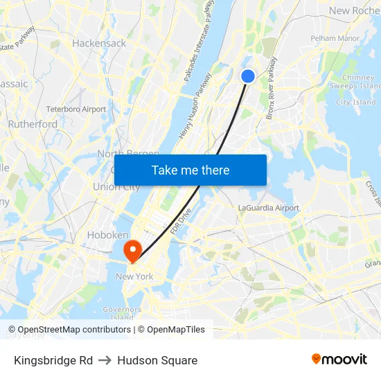 Kingsbridge Rd to Hudson Square map