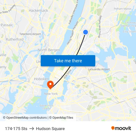 174-175 Sts to Hudson Square map