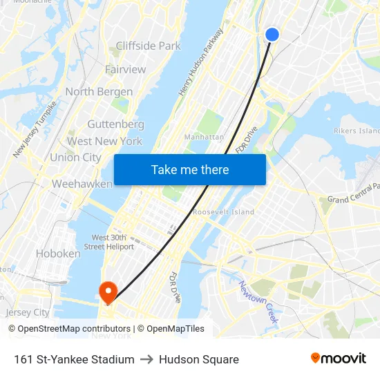 161 St-Yankee Stadium to Hudson Square map