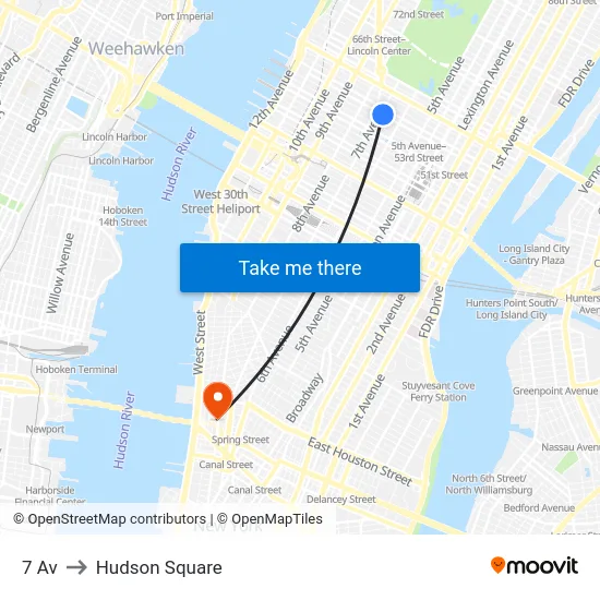 7 Av to Hudson Square map