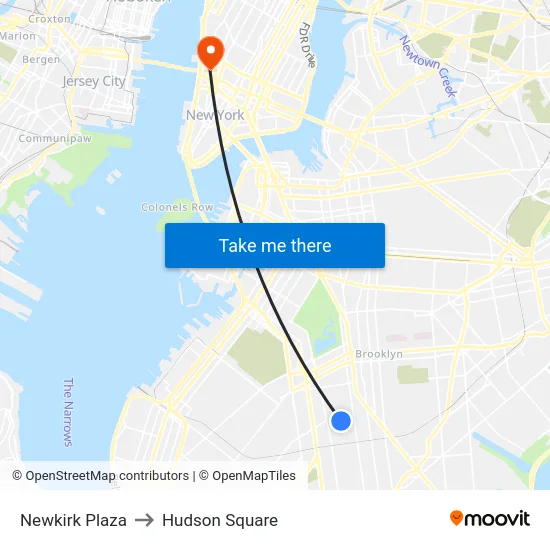 Newkirk Plaza to Hudson Square map