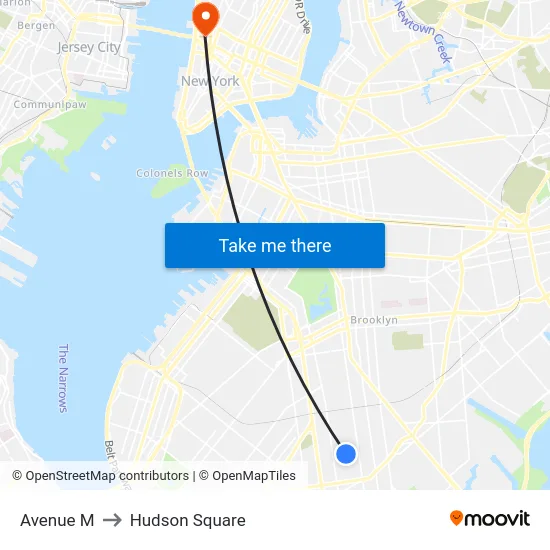 Avenue M to Hudson Square map