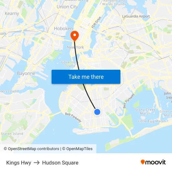 Kings Hwy to Hudson Square map