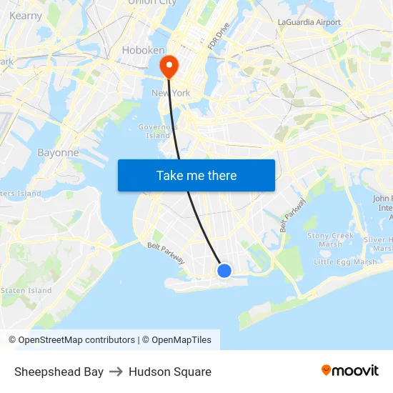 Sheepshead Bay to Hudson Square map