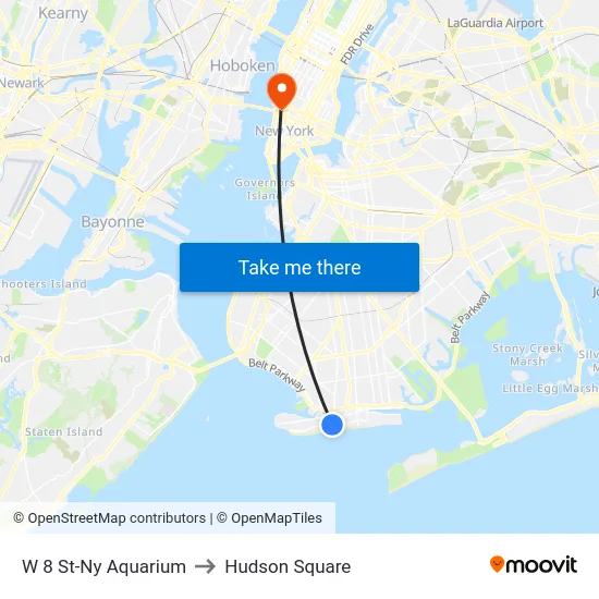 W 8 St-Ny Aquarium to Hudson Square map