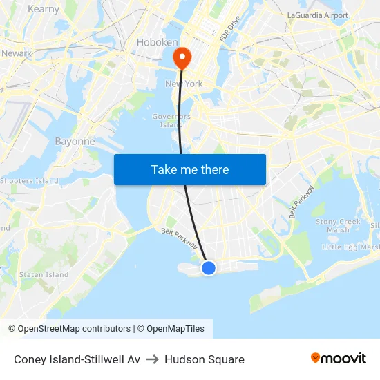 Coney Island-Stillwell Av to Hudson Square map