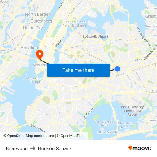 Briarwood to Hudson Square map