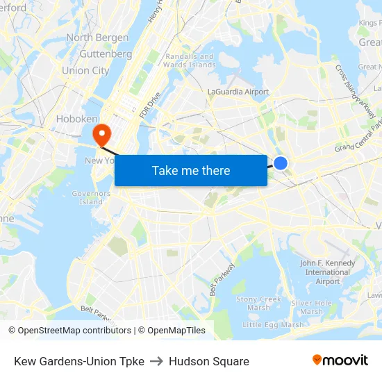 Kew Gardens-Union Tpke to Hudson Square map