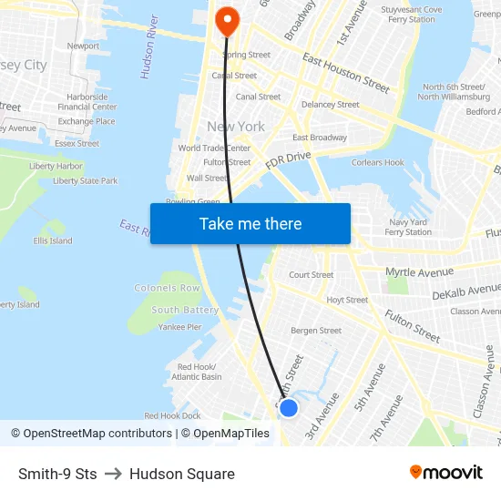 Smith-9 Sts to Hudson Square map