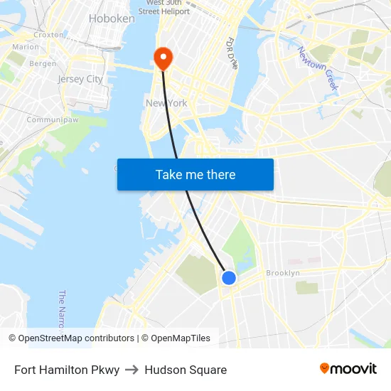 Fort Hamilton Pkwy to Hudson Square map
