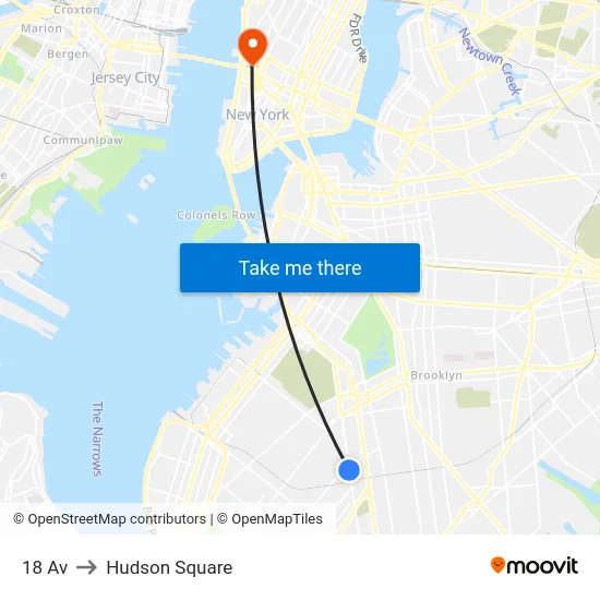 18 Av to Hudson Square map