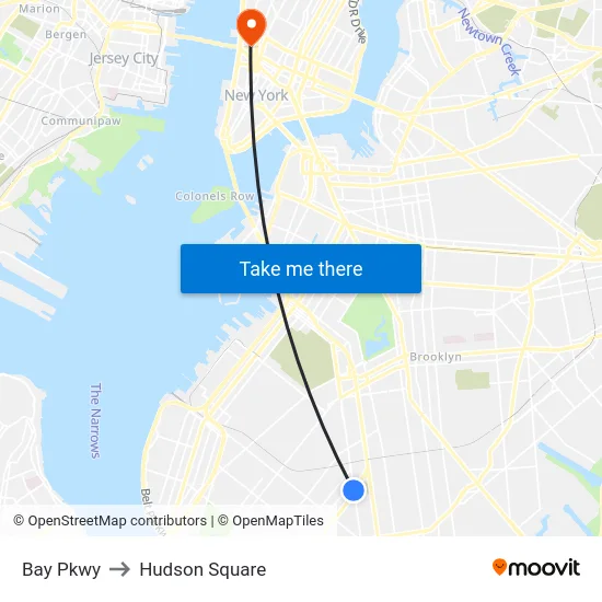 Bay Pkwy to Hudson Square map