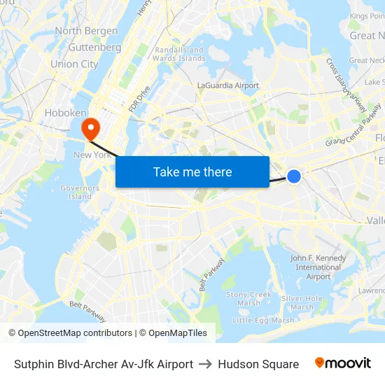 Sutphin Blvd-Archer Av-Jfk Airport to Hudson Square map