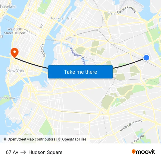 67 Av to Hudson Square map