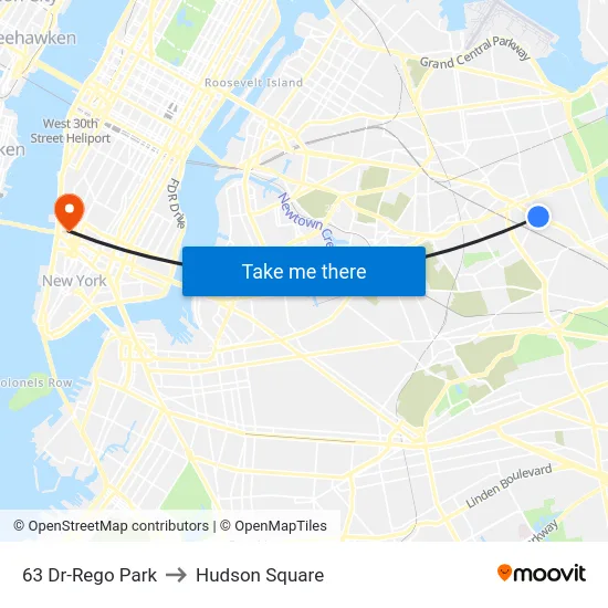 63 Dr-Rego Park to Hudson Square map