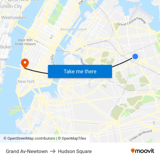 Grand Av-Newtown to Hudson Square map