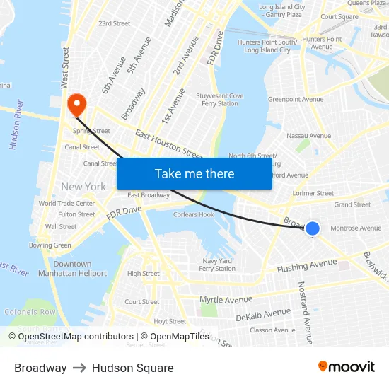 Broadway to Hudson Square map