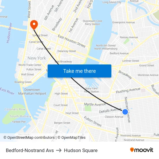 Bedford-Nostrand Avs to Hudson Square map
