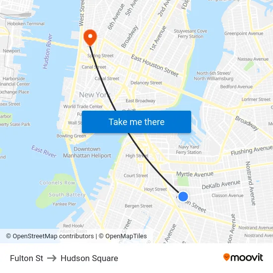 Fulton St to Hudson Square map