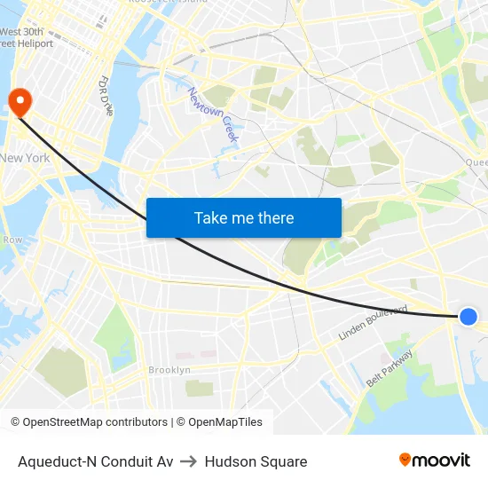 Aqueduct-N Conduit Av to Hudson Square map