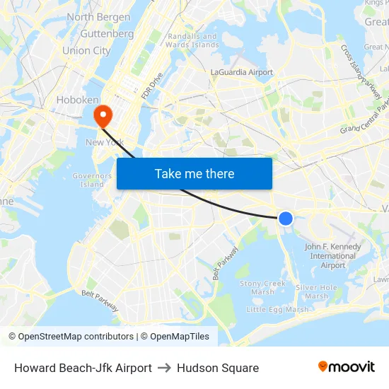 Howard Beach-Jfk Airport to Hudson Square map