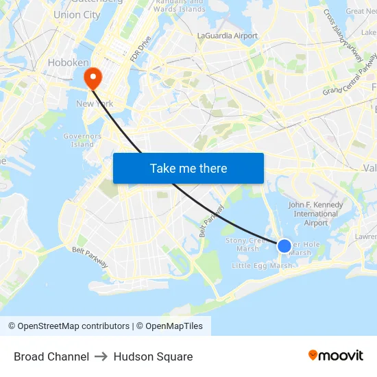 Broad Channel to Hudson Square map