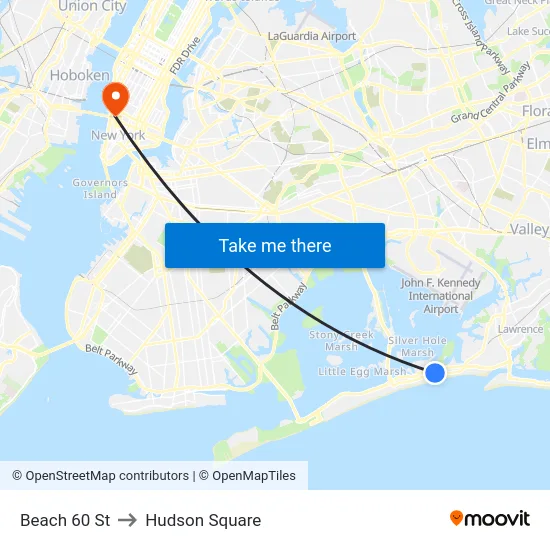 Beach 60 St to Hudson Square map