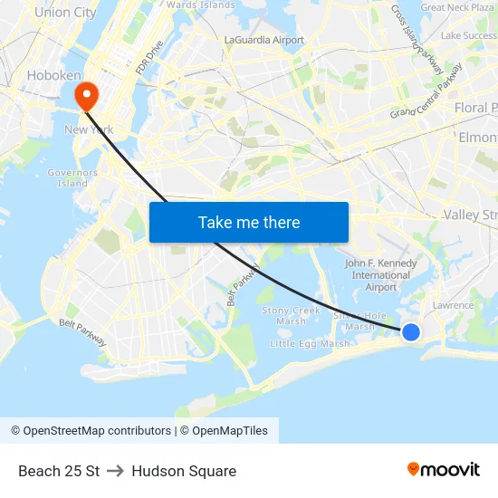 Beach 25 St to Hudson Square map