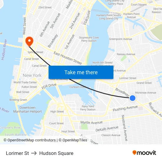 Lorimer St to Hudson Square map