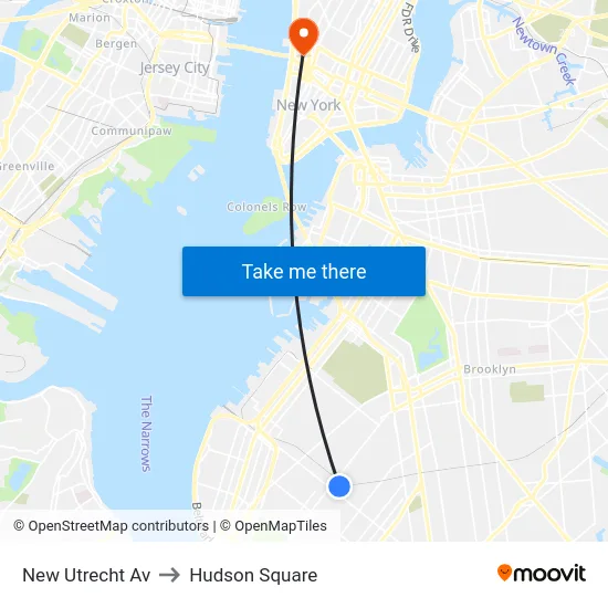 New Utrecht Av to Hudson Square map