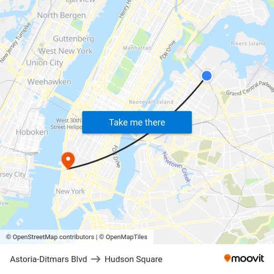 Astoria-Ditmars Blvd to Hudson Square map