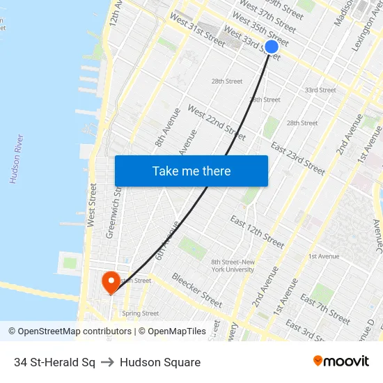34 St-Herald Sq to Hudson Square map