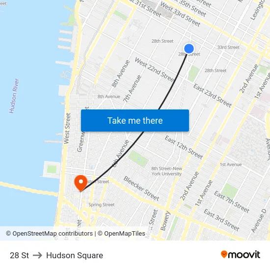 28 St to Hudson Square map