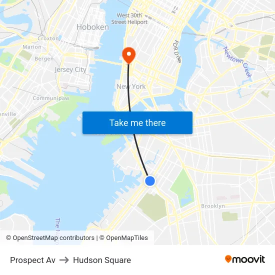 Prospect Av to Hudson Square map