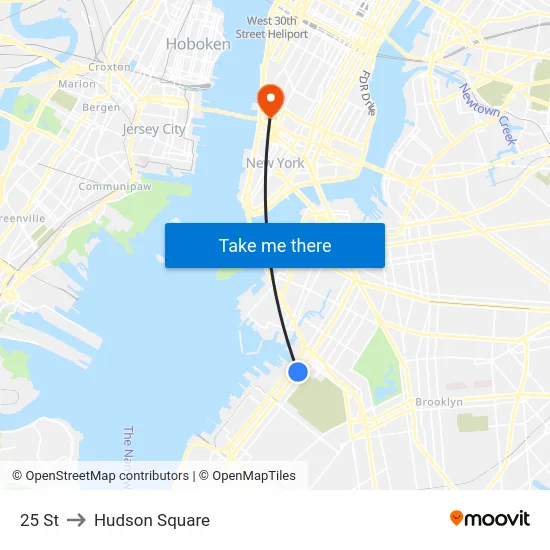 25 St to Hudson Square map