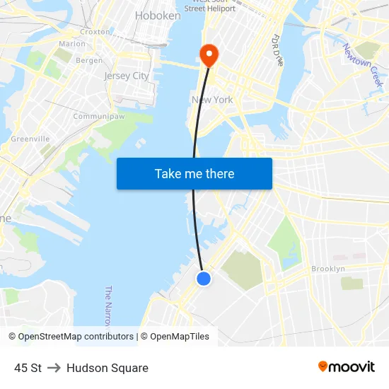 45 St to Hudson Square map