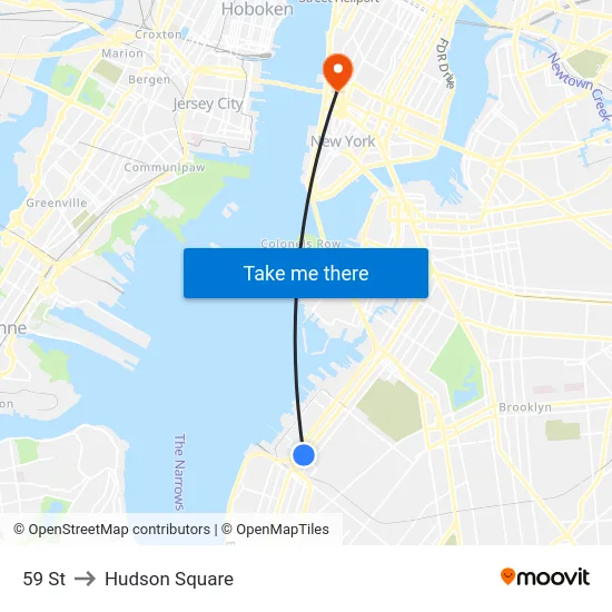 59 St to Hudson Square map