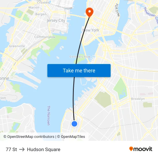 77 St to Hudson Square map