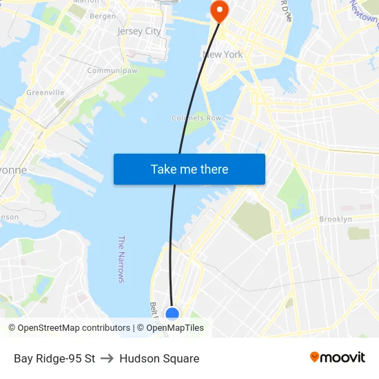 Bay Ridge-95 St to Hudson Square map