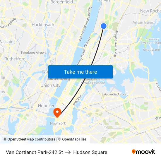 Van Cortlandt Park-242 St to Hudson Square map