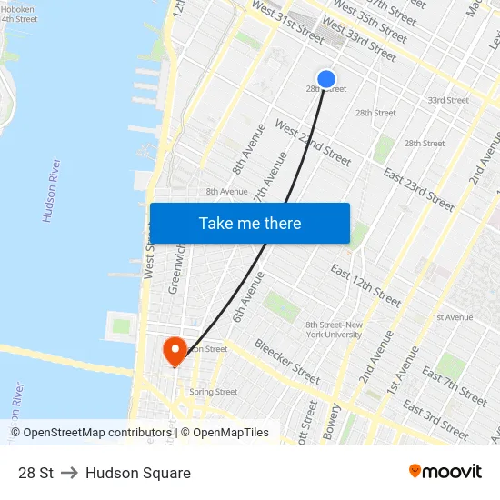 28 St to Hudson Square map