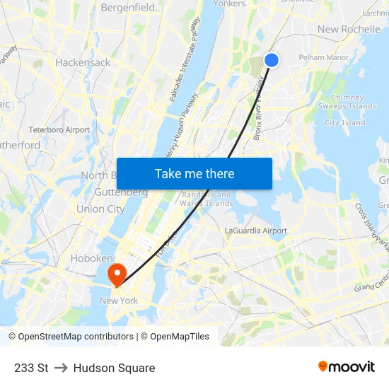 233 St to Hudson Square map