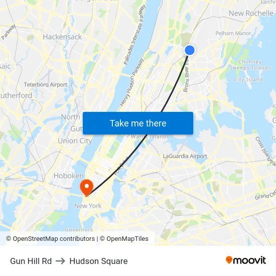 Gun Hill Rd to Hudson Square map