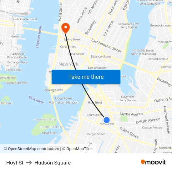 Hoyt St to Hudson Square map