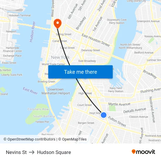 Nevins St to Hudson Square map