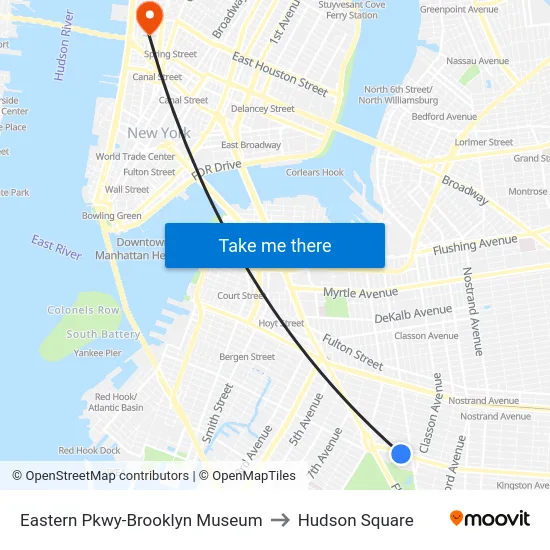 Eastern Pkwy-Brooklyn Museum to Hudson Square map