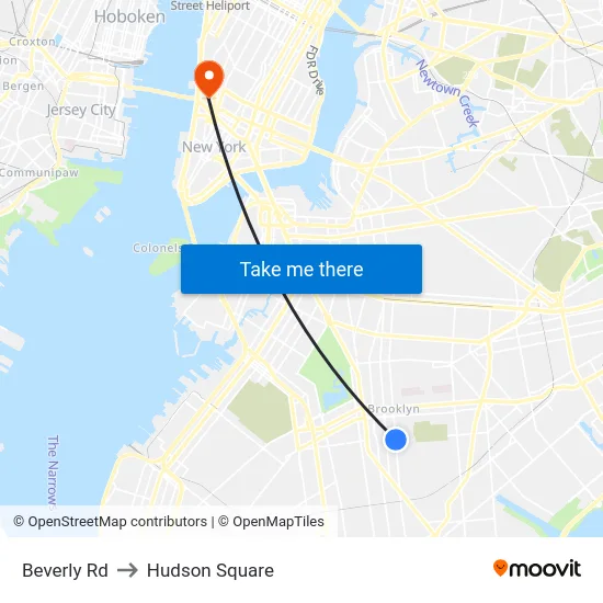 Beverly Rd to Hudson Square map