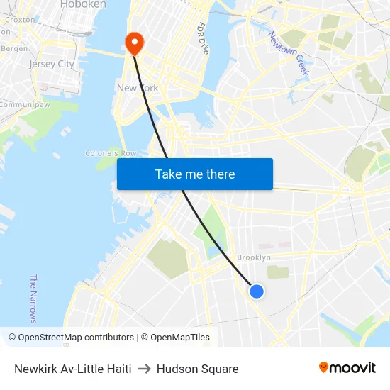 Newkirk Av-Little Haiti to Hudson Square map
